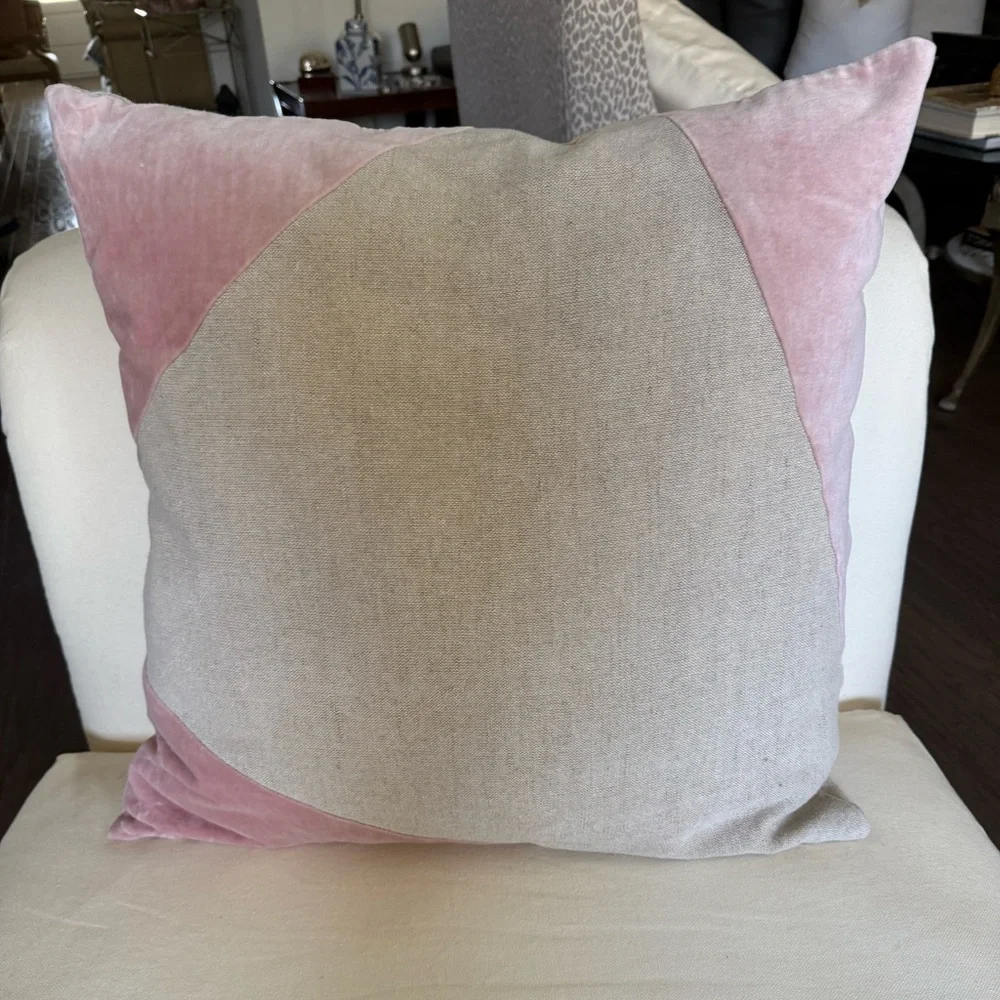 West Elm Linen Velvet Rose Accent Pillow 24”x24”